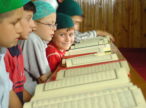 Boys memorizing the Qur'an